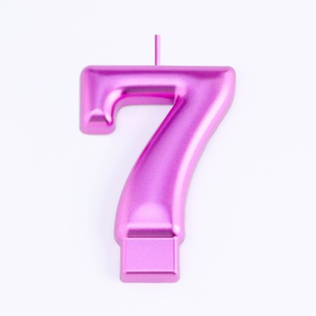 Candle for the Cake "European Giant", a number 7, 7 cm, purple metallic-2