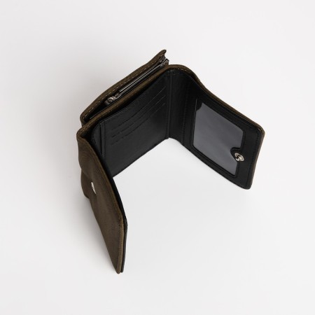 Women's wallet on the button, khaki color-3