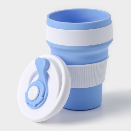 A folding glass with a lid “with you”, 350 ml, 8.5 × 14 cm, blue color-4