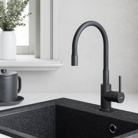 Santek and Tesio kitchen mixer, flexible surge, black matte-2