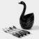 Swan stands for cutlery, 5 items: stand 9 × 6.5 × 16.5 cm, 2 spoons, 2 forks, black color black