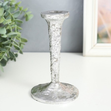 Polystone candlestick for 1 candle "Goliath" silver 14x8x8 cm-1