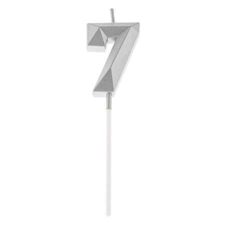 Candle in the cake on the skewer "Almaz", the number "7", silver, 4.8x2.6 cm-5