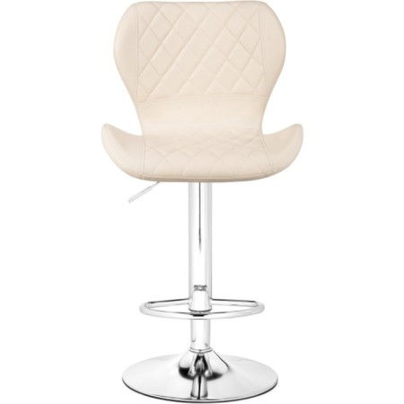 Barrier stool Porch metal/eco -leather, chrome/beige 48x47x91 cm-1