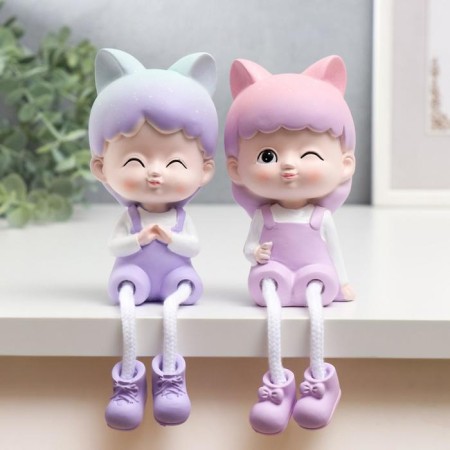 Polystone souvenir "Baby/Baby-cat heavenly with long legs" set 2 pcs 19x6.5 cm