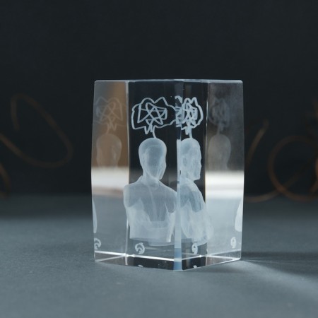 Souvenir glass rectangle "Thinker" 5x5x8 cm-3