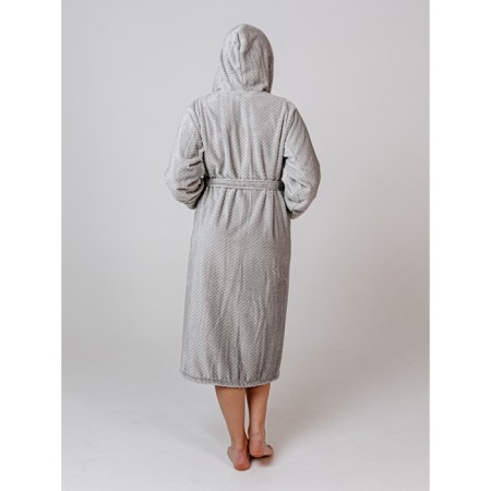 Women's robe with a hood, size 54, silver color-1