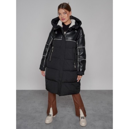 Coat insulated winter female, size 42, black color-10