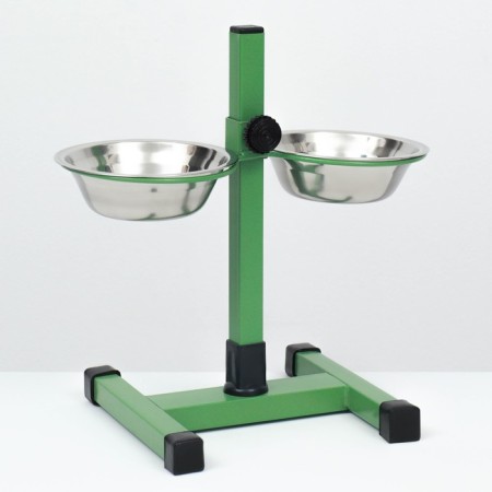 A stand with bowls, 2 x 350 ml, height 30 cm, collapsible, green-1