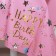 Great tablecloth “Happy Birthday” 137 × 183 cm, pink color