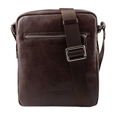 Male bag, lightning department, 1 external pocket, adjustable belt, brown color-1