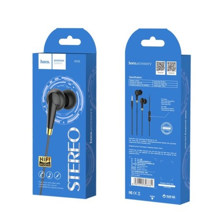 Hoco M58 headphones, wired, vacuum, microphone, 1.2 m, black-4