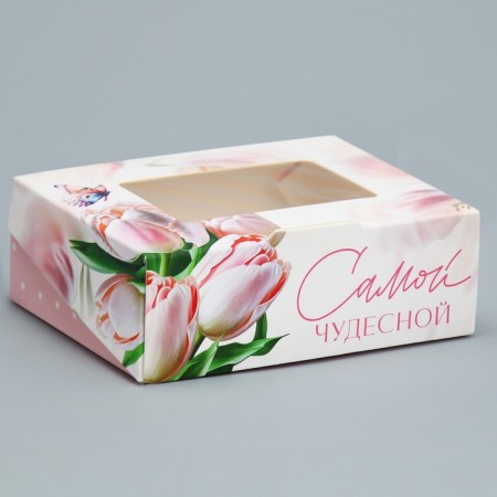 Confectionery packaging, a box with lamination "Tulips", 10 x 8 x 3.5 cm-1