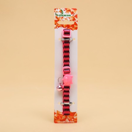 The cat collar "wave", with a bell, 30 x 1 cm, polyester, pink-5