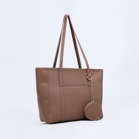 Bag Female Tout with zipper, beige color-2