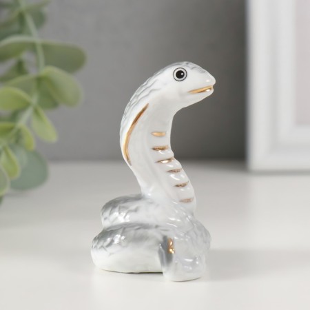 Souvenir Ceramics "Gray Cobra" with gold set of 8 pcs 4.5x4.4x6.6 cm-4