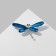 Brooch "Dragonfly", faceted wings, blue color in silver