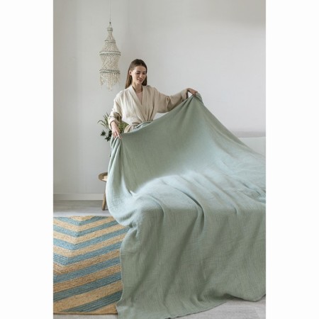 Bilateral veil of muslin grassy green color Essential, size 180x250 cm-2