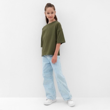 T -shirt Children's Minaku color khaki, height 104 cm-4