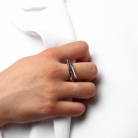 Ring metal "Trend" bend, color silver, size 16-3
