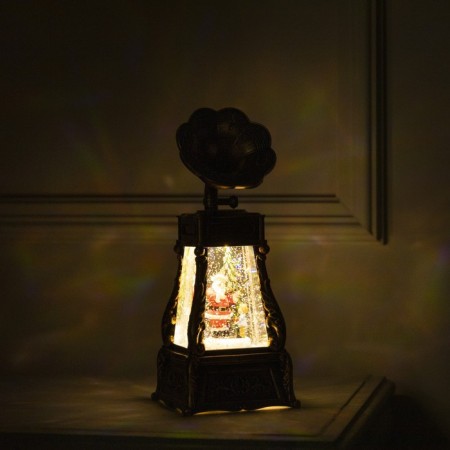 LED figure "Gramophone with Santa Claus" 11 × 28 × 11 cm, plastic, AAX3 batteries (not in the kit), USB, glow warm white-4