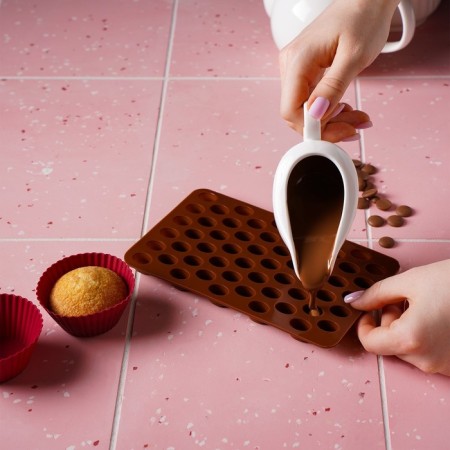 Form for marmalade Dolyan "Coffee beans", silicone, 18.5 × 11 × 1 cm, 55 cells (1.6 × 1.2 cm), brown color-6