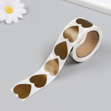 Sticker Paper "Golden Heart" Stretch-layer d = 2.5 cm 300 pcs in roll-3