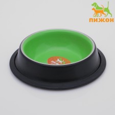 A bowl with a non -slip base of two -color for kittens, 225 ml, green
