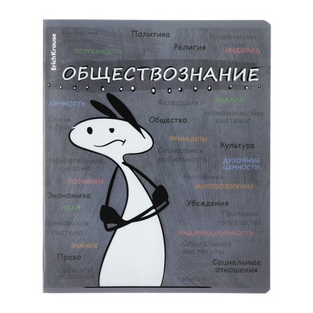 Subject notebook, 48 sheets, cage, social studies Erichkrause "Chubrik", plastic cover silk-screen cover, Blok OFSET 100%, information block