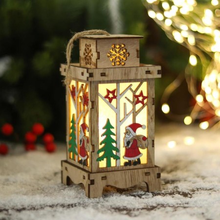 Figure New Year's Light "Santa Claus under the stars, in the flashlight" 8x16 cm-1