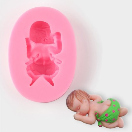 Mold "Baby", silicone, 6 × 4 × 2 cm, pink color