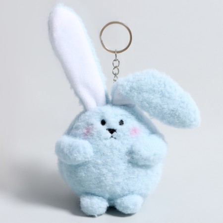 Soft toy "Bunny" on a key fob, 8 cm, blue color