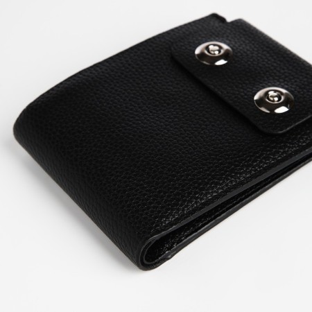 Male purse on magnets, department for bills, for cards, for coins, black color-2