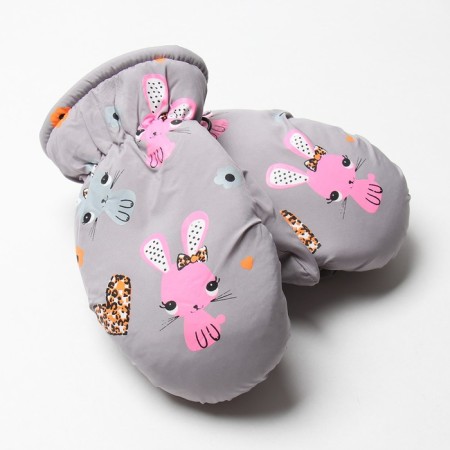 Baby mittens, gray color, size 15 (7-8 years)
