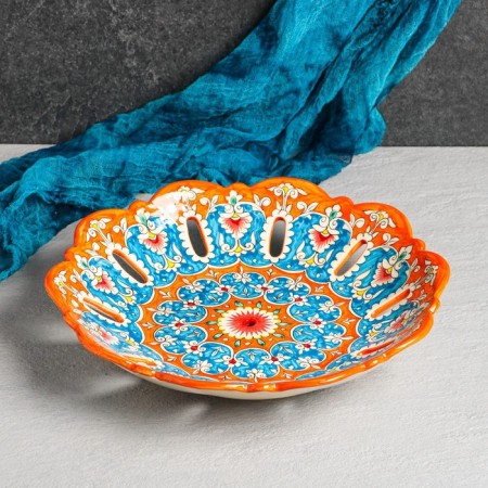Rishtan ceramics "Flowers", 33 cm, 33 cm,