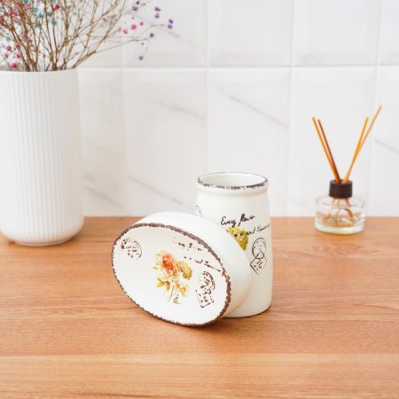 A set of accessories for the bathroom "Rose", 4 items (400 ml dispenser, soap dish, 2 glasses), white color-3