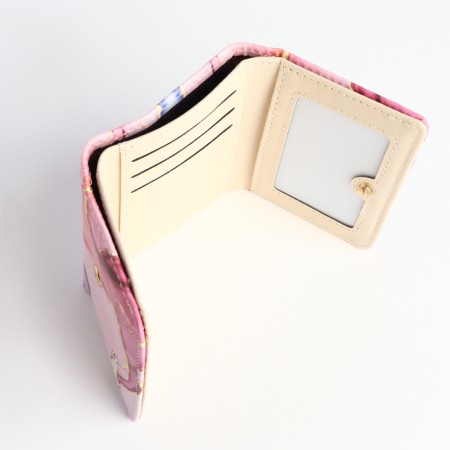 Women's wallet on the button, pink color-2