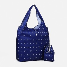 Household bag on the button, folding, blue color