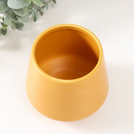 Bank for candles ceramics "Trapezius" yellow 9x9x10 cm-1