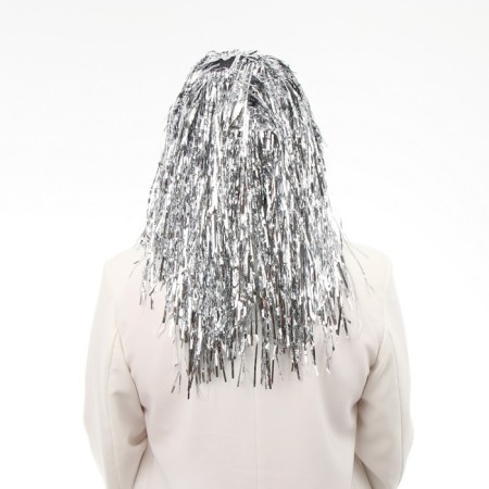 Carnival wig "Rain", 45 cm, silver color-3