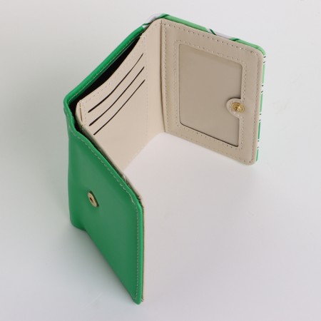 Women's wallet on the button, green color-3