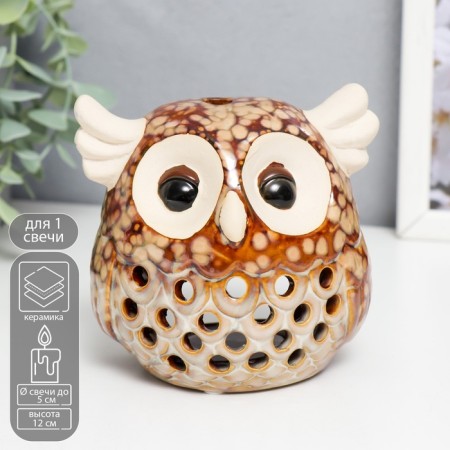 Ceramics candlestick for 1 candle "Little Eagle owl" 12x10x9 cm
