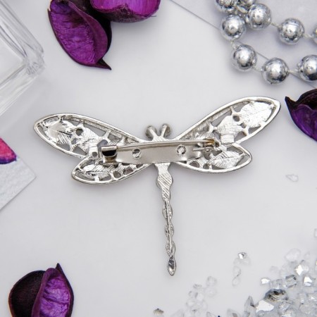 Brooch "Dragonfly" morning, colored in silver-1