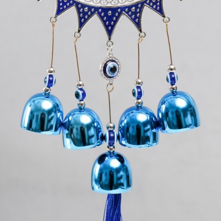 Wind music metal, plastic from the evil eye "Eye with 5 blue bells" 42x11x2.8 cm-2