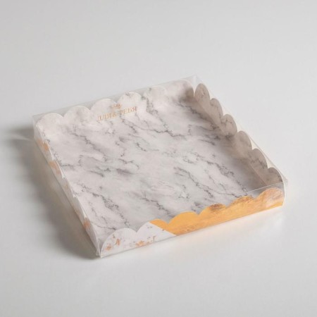 Cookie box, confectionery packaging with PVC lid, “for you!”, 21 x 21 x 3 cm-2