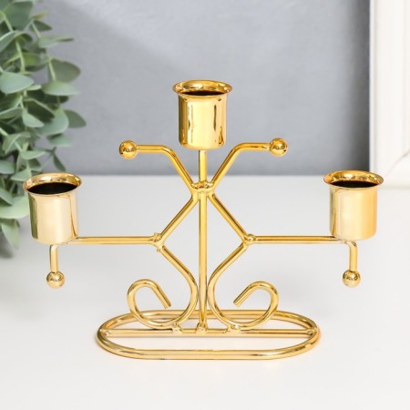 Summary Metal for 3 candles "Geometry. Balls" D-2-2.3 cm gold 18x6.2x13.5 cm-1