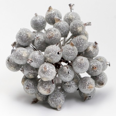 Decorative berries, silver, 7 × 6 × 7 cm, 40 berries-4