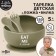 Baby plate on a suction cup and cutlery, M&B, green