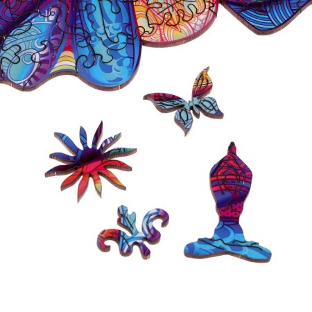 Wooden figured puzzle "Charity Moth", wooden box-5