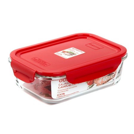 Oursson glass container, 1 l, red